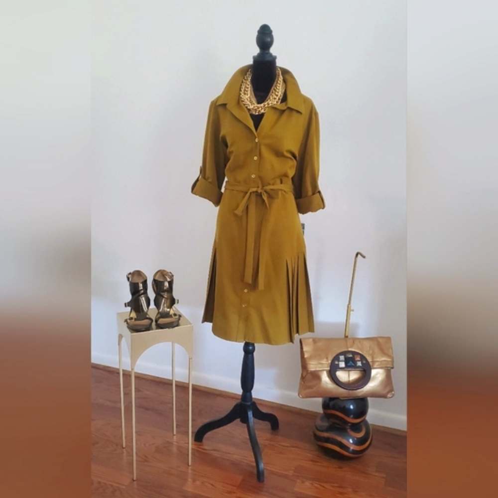 Sharagano Olive Long Sleeve Dress - Picture 13 of 13